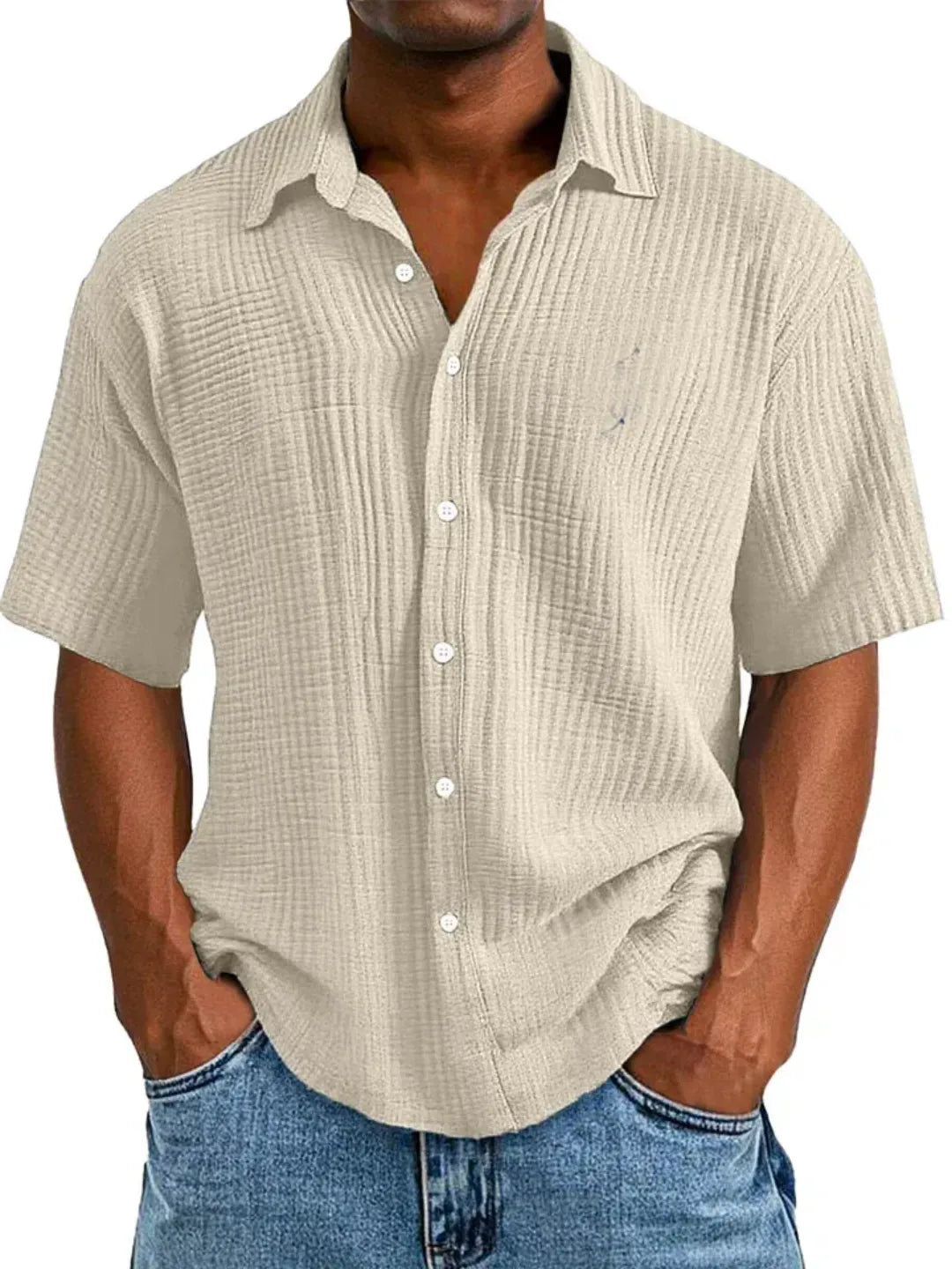 🔥Men's Casual Loose And Comfortable Textured Short-sleeved Shirt