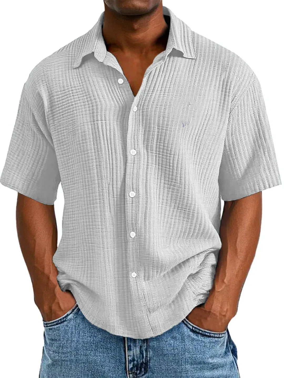 🔥Men's Casual Loose And Comfortable Textured Short-sleeved Shirt