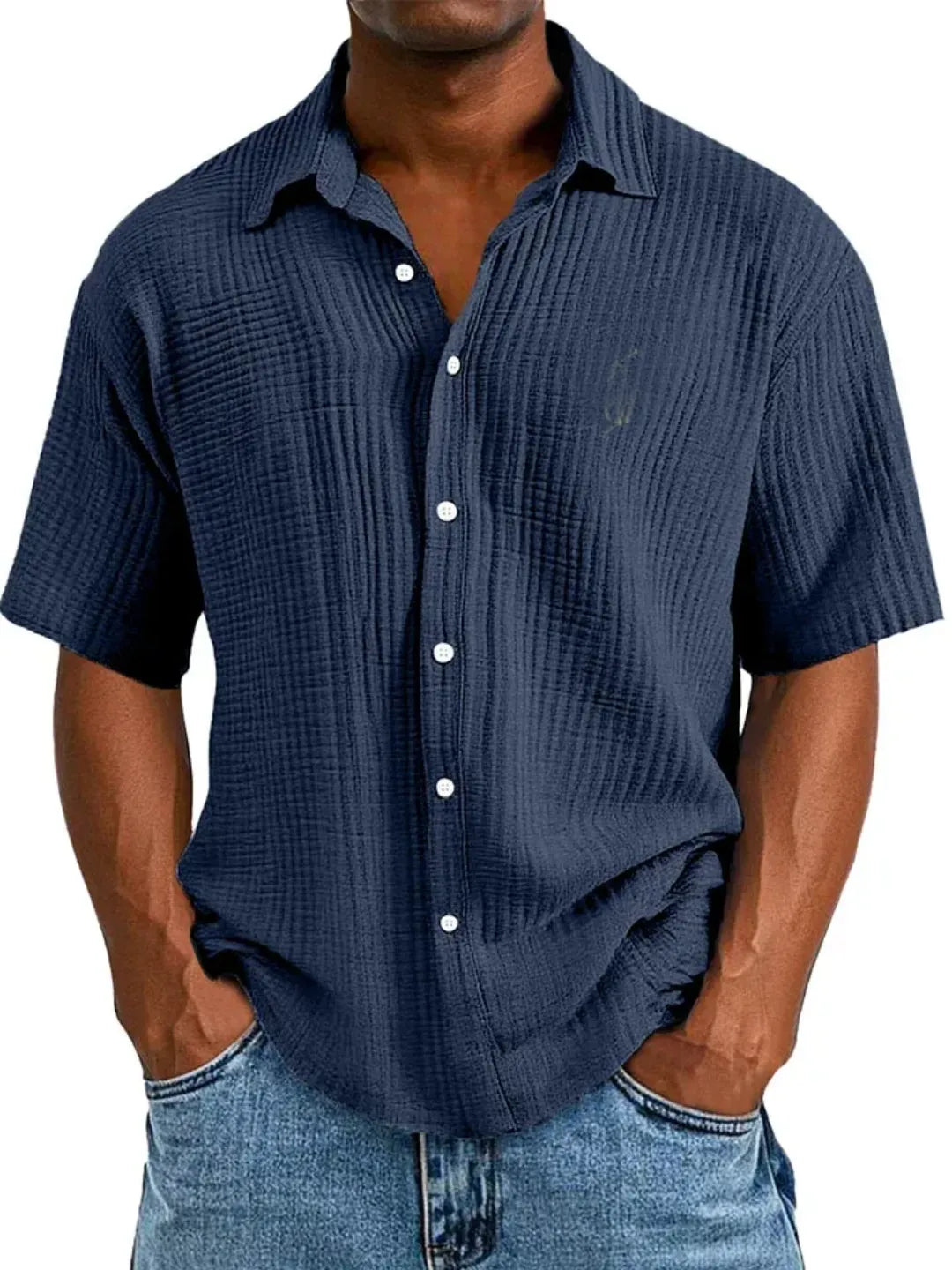 🔥Men's Casual Loose And Comfortable Textured Short-sleeved Shirt